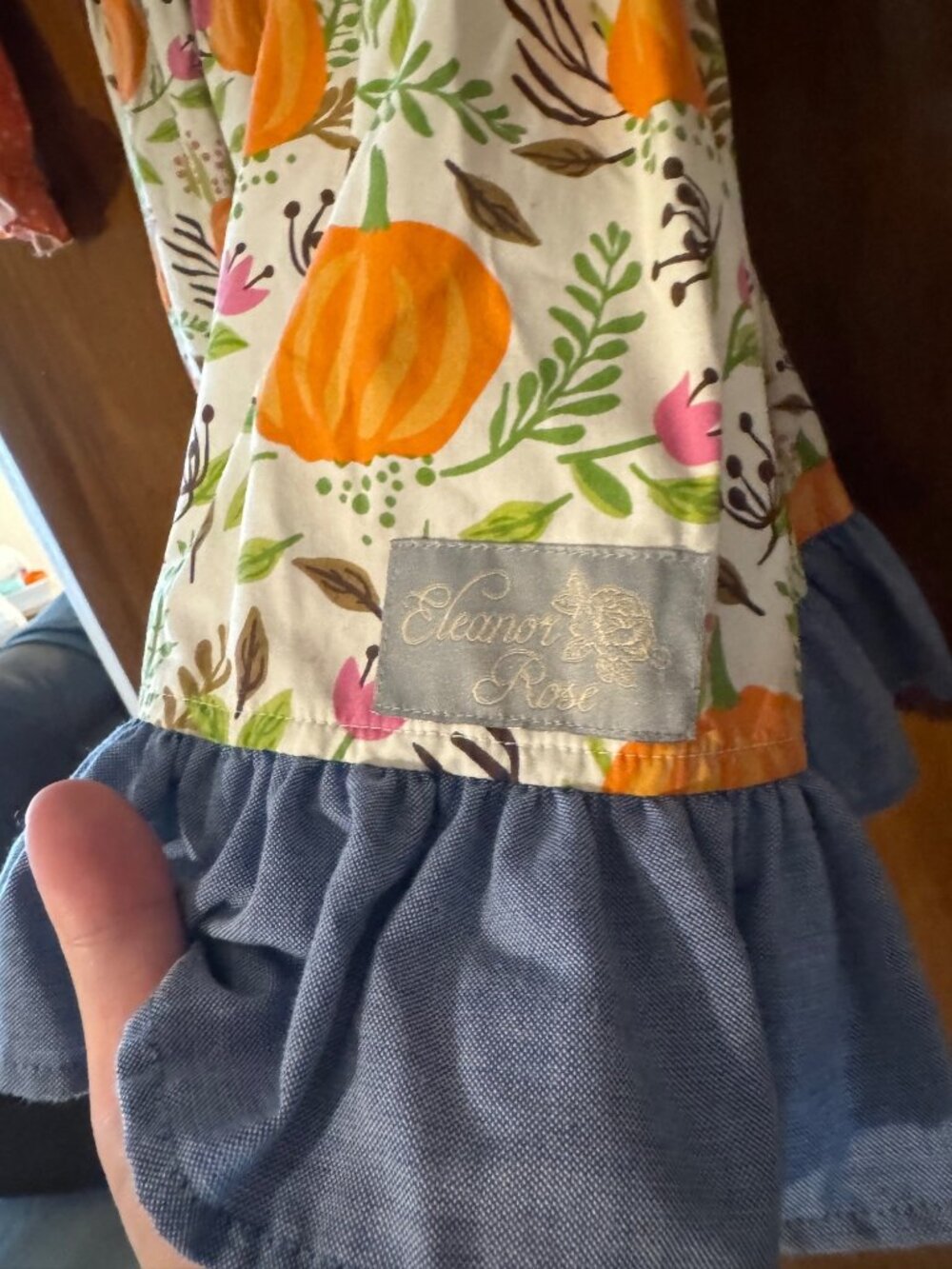 Eleanor Rose Girls Dress 7-8 Pumpkin Fall Thanksgiving Boutique Orange Floral - Picture 4 of 7